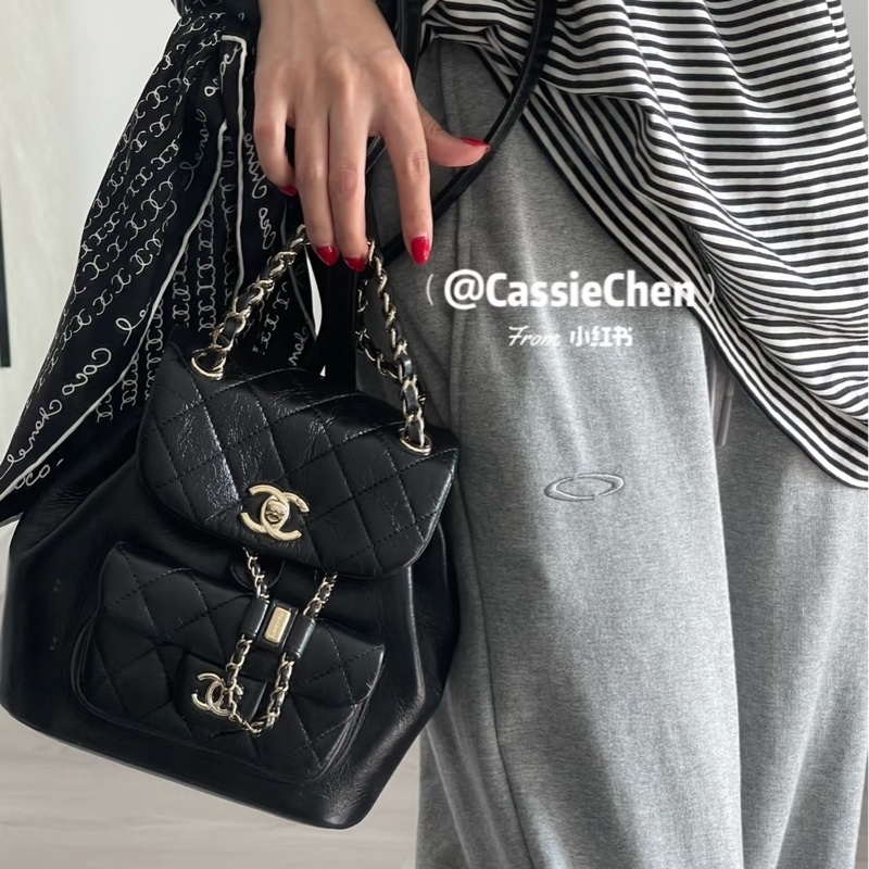 香奈兒CHANEL✨爆款duma雙肩包 黑金-4
