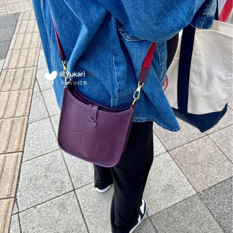 愛馬仕Hermes mini evelyne加侖紫金扣 W刻-1
