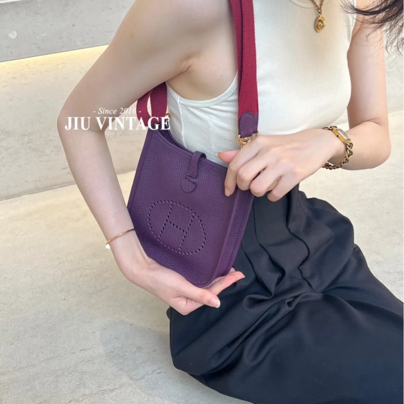 愛馬仕Hermes mini evelyne加侖紫金扣 W刻-3