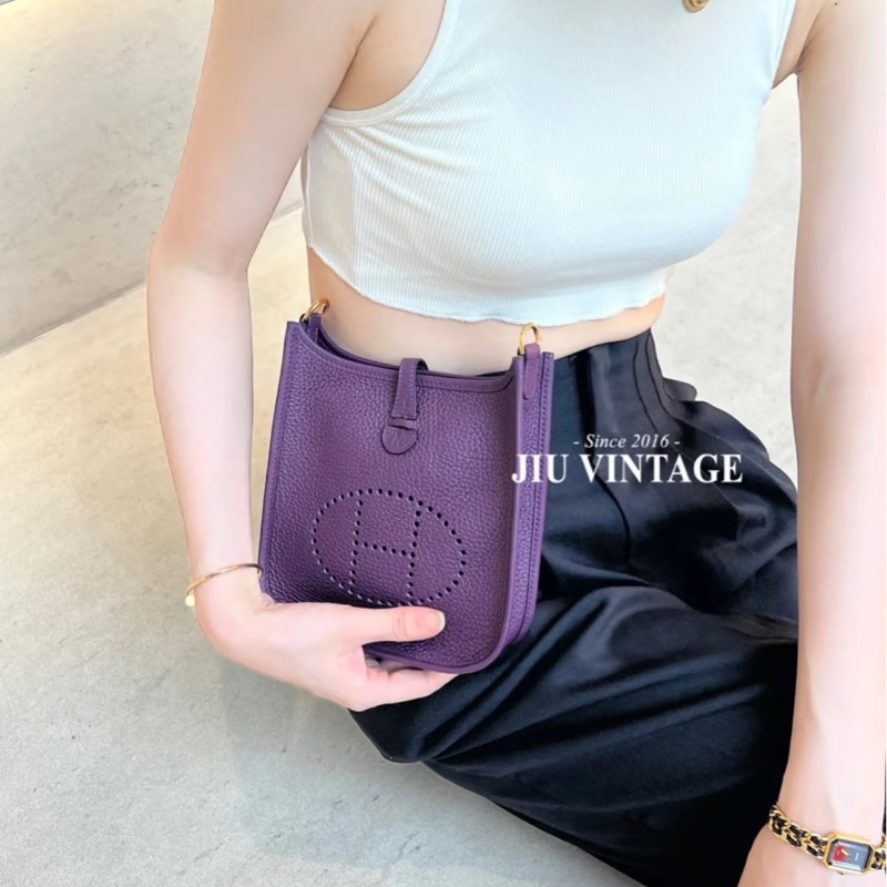 愛馬仕Hermes mini evelyne加侖紫金扣 W刻-4