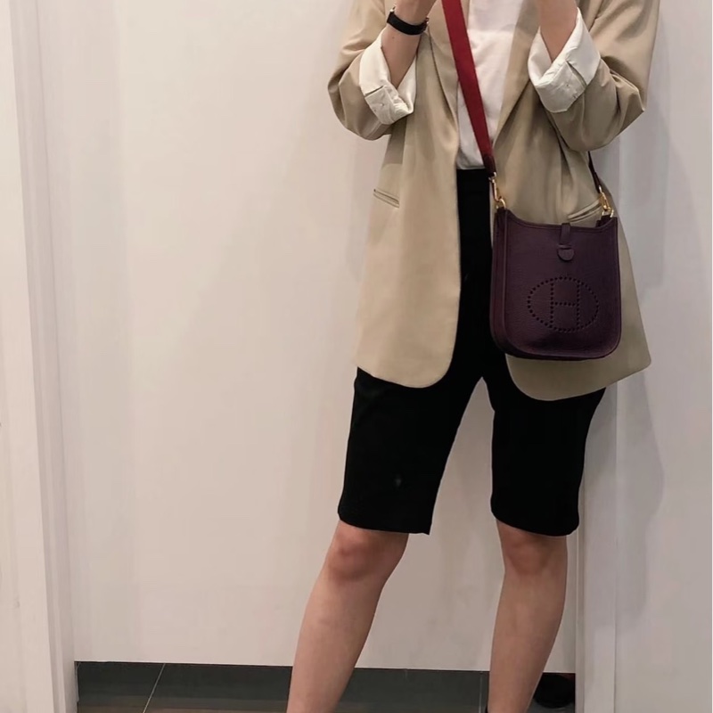 愛馬仕Hermes mini evelyne加侖紫金扣 W刻-5