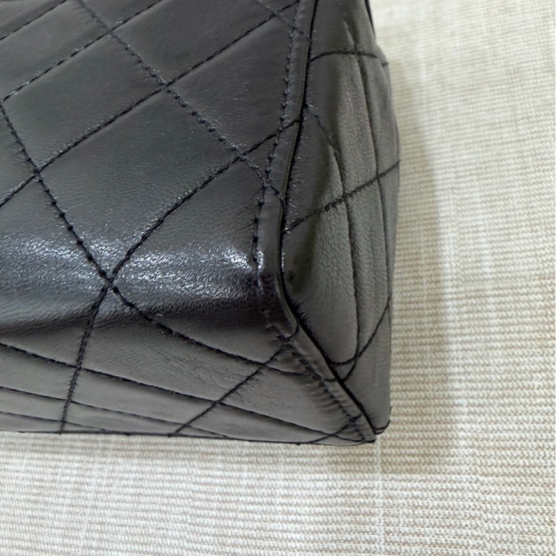 香奈兒Chanel 復古 mini方胖子 山羊皮 黑金-11
