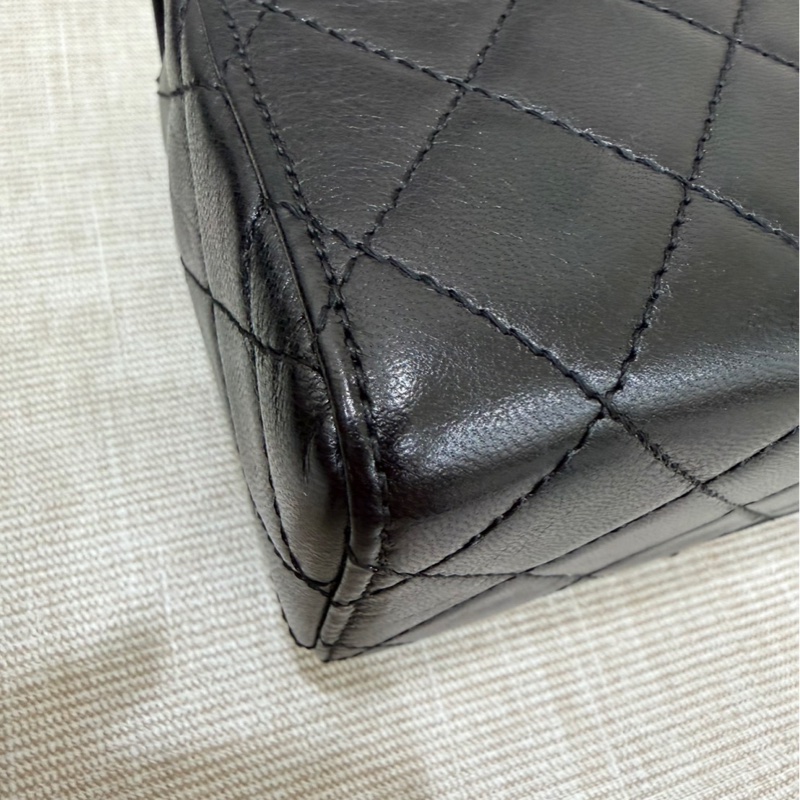 香奈兒Chanel 復古 mini方胖子 山羊皮 黑金-12