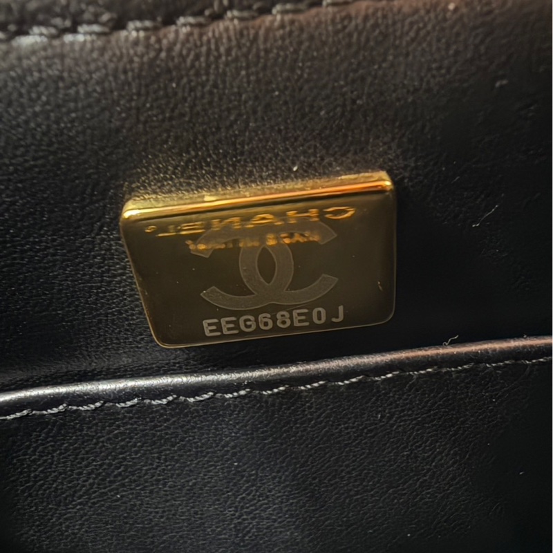 香奈兒Chanel 復古 mini方胖子 山羊皮 黑金-17