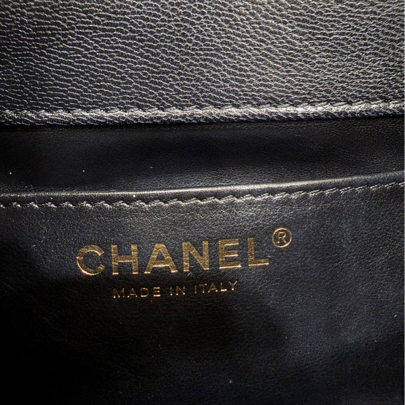 香奈兒Chanel 復古 mini方胖子 山羊皮 黑金-20