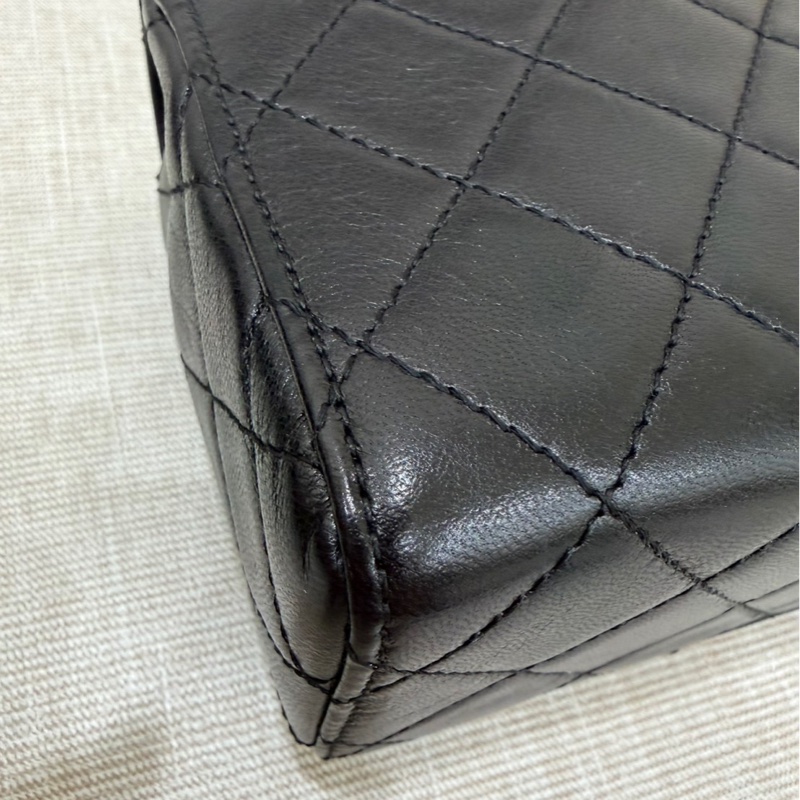 香奈兒Chanel 復古 mini方胖子 山羊皮 黑金-21