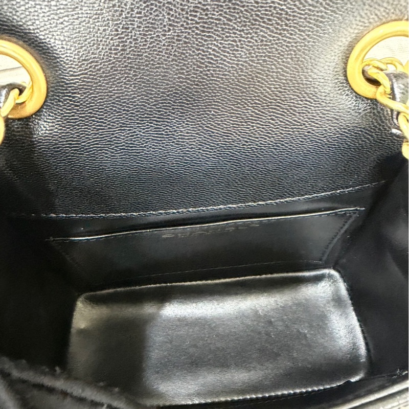 香奈兒Chanel 復古 mini方胖子 山羊皮 黑金-23