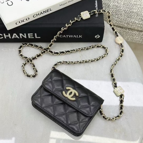 香奈兒Chanel浮雕雙C水鑽鏈條包 小廢包
