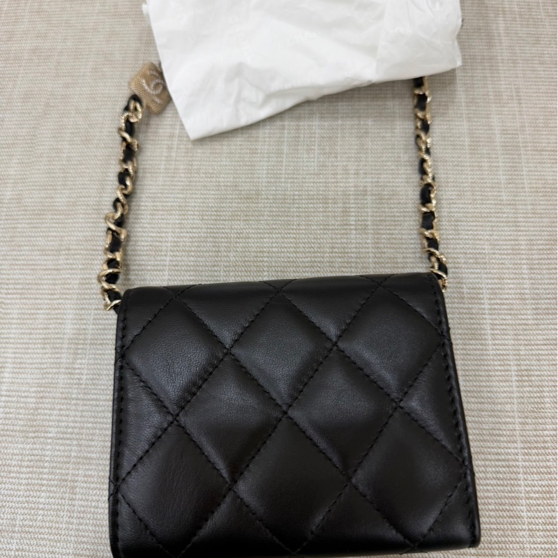 香奈兒Chanel浮雕雙C水鑽鏈條包 小廢包-6