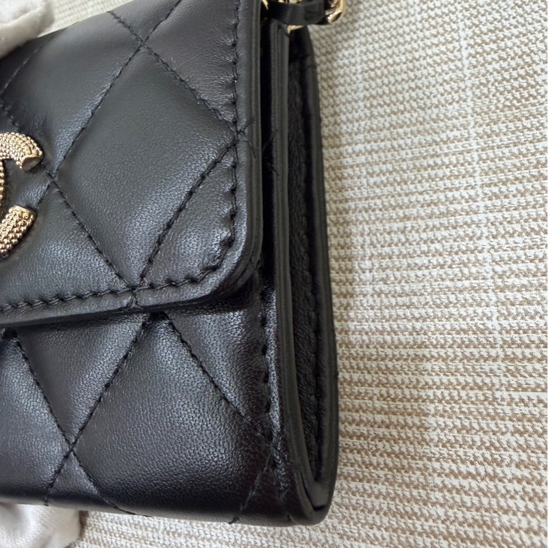 香奈兒Chanel浮雕雙C水鑽鏈條包 小廢包-7