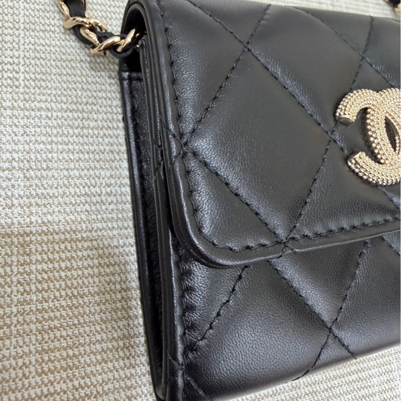 香奈兒Chanel浮雕雙C水鑽鏈條包 小廢包-8