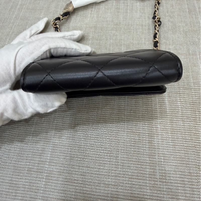 香奈兒Chanel浮雕雙C水鑽鏈條包 小廢包-11