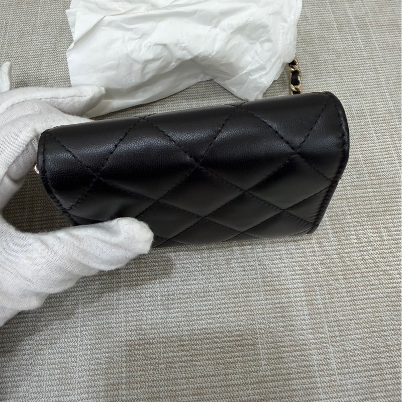 香奈兒Chanel浮雕雙C水鑽鏈條包 小廢包-12