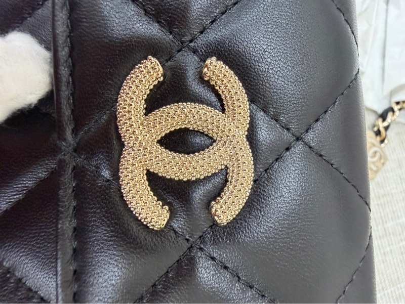 香奈兒Chanel浮雕雙C水鑽鏈條包 小廢包-15