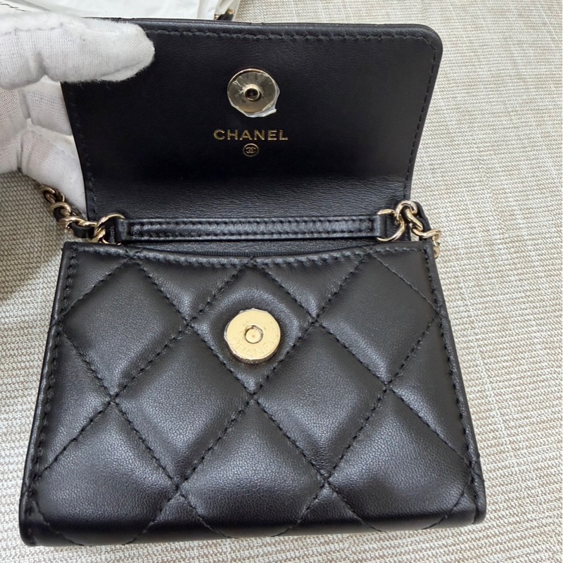 香奈兒Chanel浮雕雙C水鑽鏈條包 小廢包-16