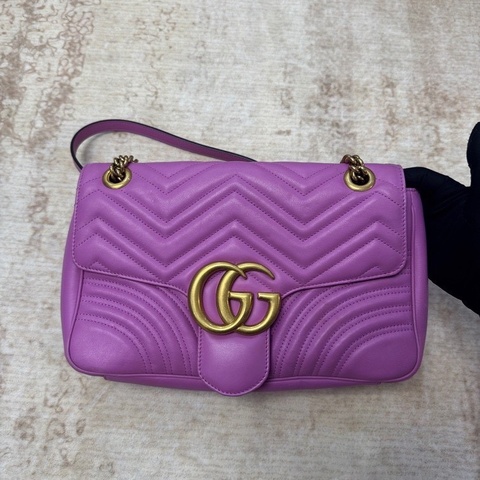 Gucci GG Marmont 馬蒙30 斜跨包 粉紫色