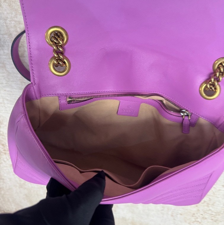 Gucci GG Marmont 馬蒙30 斜跨包 粉紫色-6