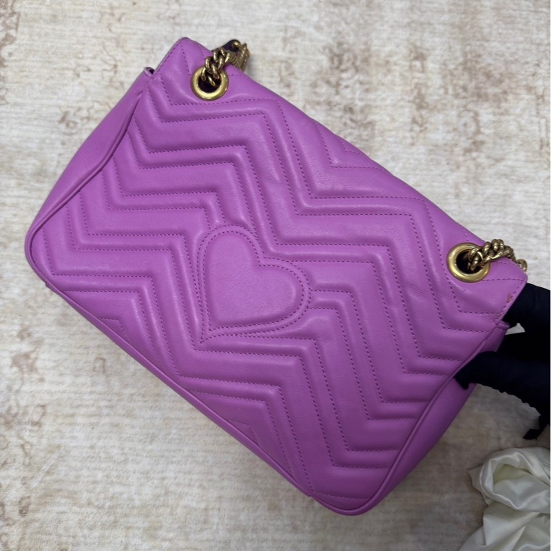 Gucci GG Marmont 馬蒙30 斜跨包 粉紫色-8