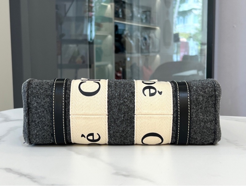 Chloe  毛氈系列woody托特 灰拼小牛皮-3