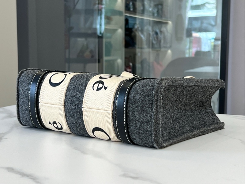 Chloe  毛氈系列woody托特 灰拼小牛皮-4