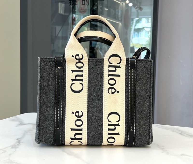 Chloe  毛氈系列woody托特 灰拼小牛皮-7