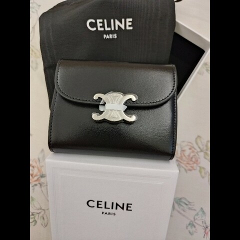 CELINE三折短夾（黑銀）