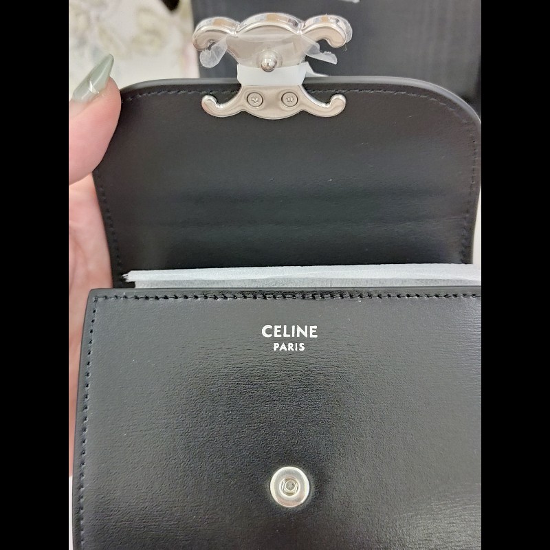 CELINE三折短夾（黑銀）-4