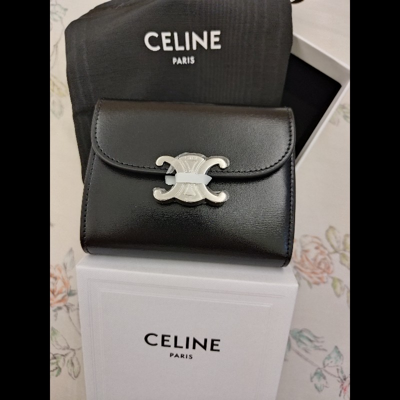 CELINE三折短夾（黑銀）-5