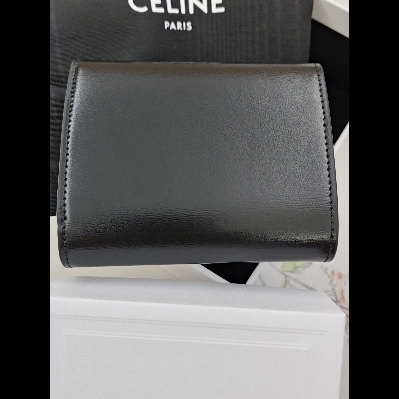 CELINE三折短夾（黑銀）-6