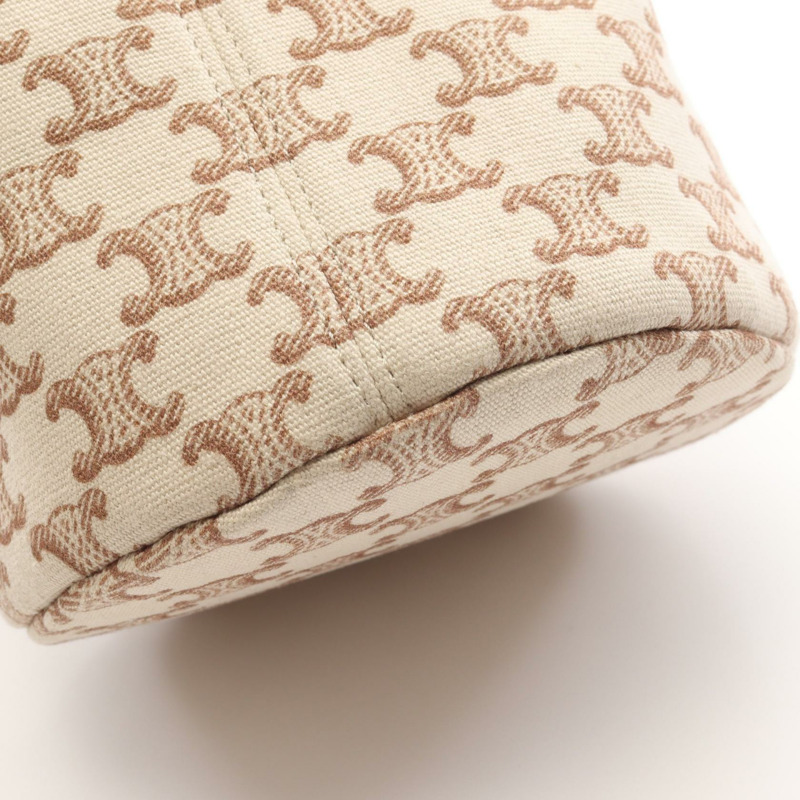 CELINE Teen Drawstring Triomphe 手提包 19653FRI 帆布皮革 米棕色 二手-4