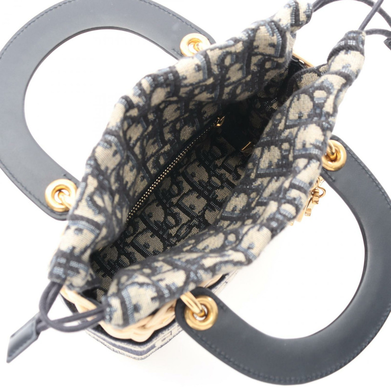 Christian Dior LADY DIOR 手提包 M0505CMVO_M808 帆布皮革草編 米色 二手-2