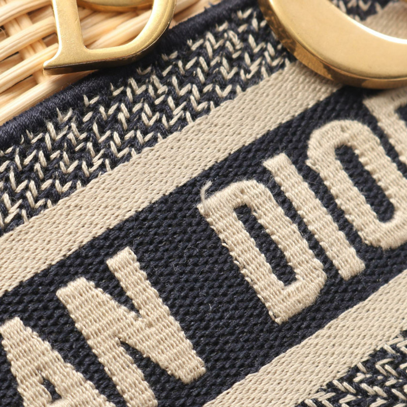 Christian Dior LADY DIOR 手提包 M0505CMVO_M808 帆布皮革草編 米色 二手-4