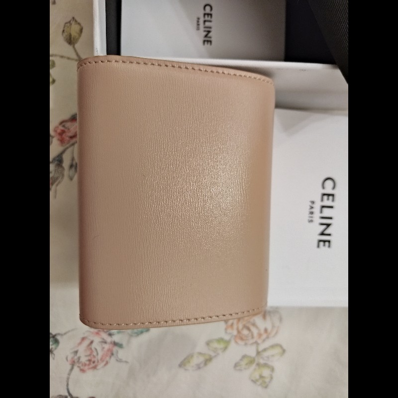 CELINE三折短夾（裸粉金）-6