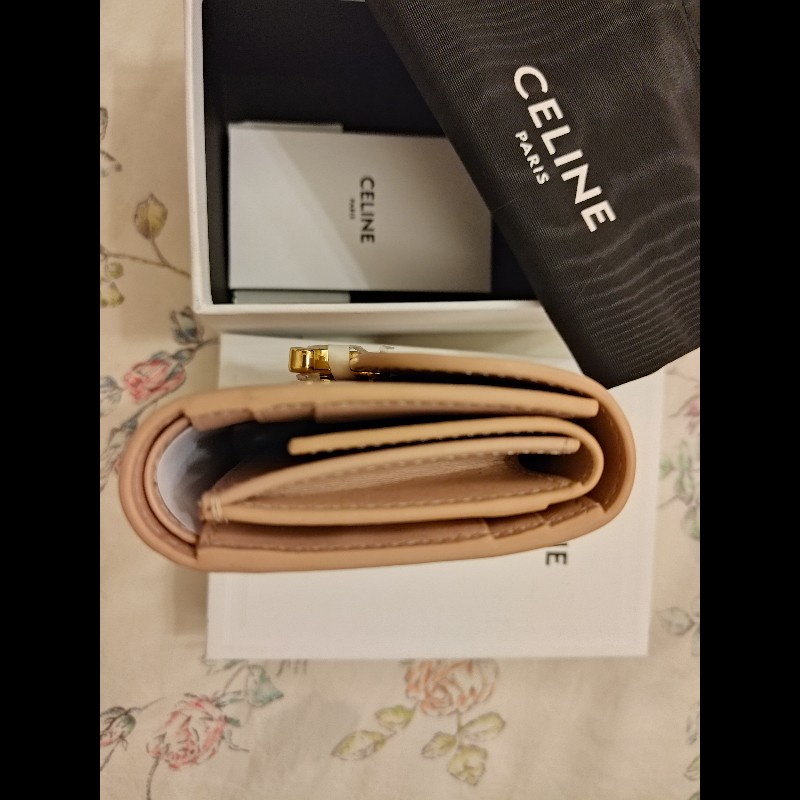 CELINE三折短夾（裸粉金）-7