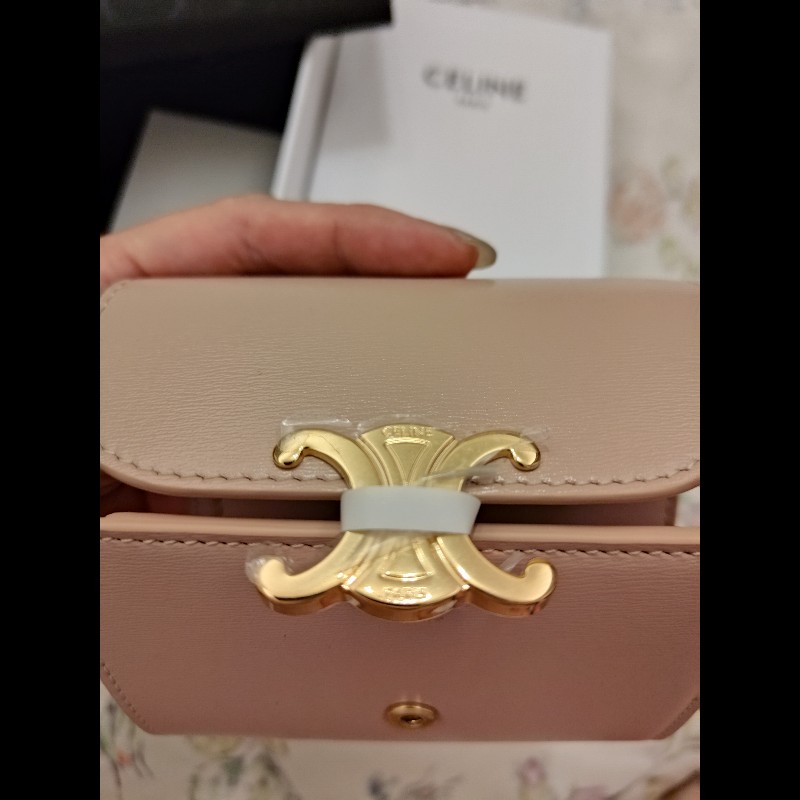 CELINE三折短夾（裸粉金）-16