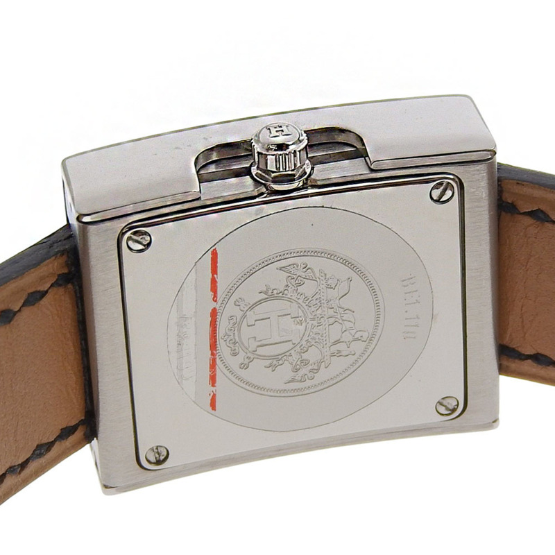 愛馬仕 BE1.110 精鋼皮革腕錶，2000 年，石英機芯，指針式顯示，白色錶盤，女士皮帶腕錶-4