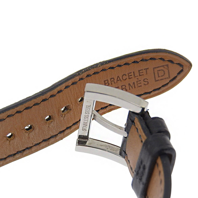 愛馬仕 BE1.110 精鋼皮革腕錶，2000 年，石英機芯，指針式顯示，白色錶盤，女士皮帶腕錶-5