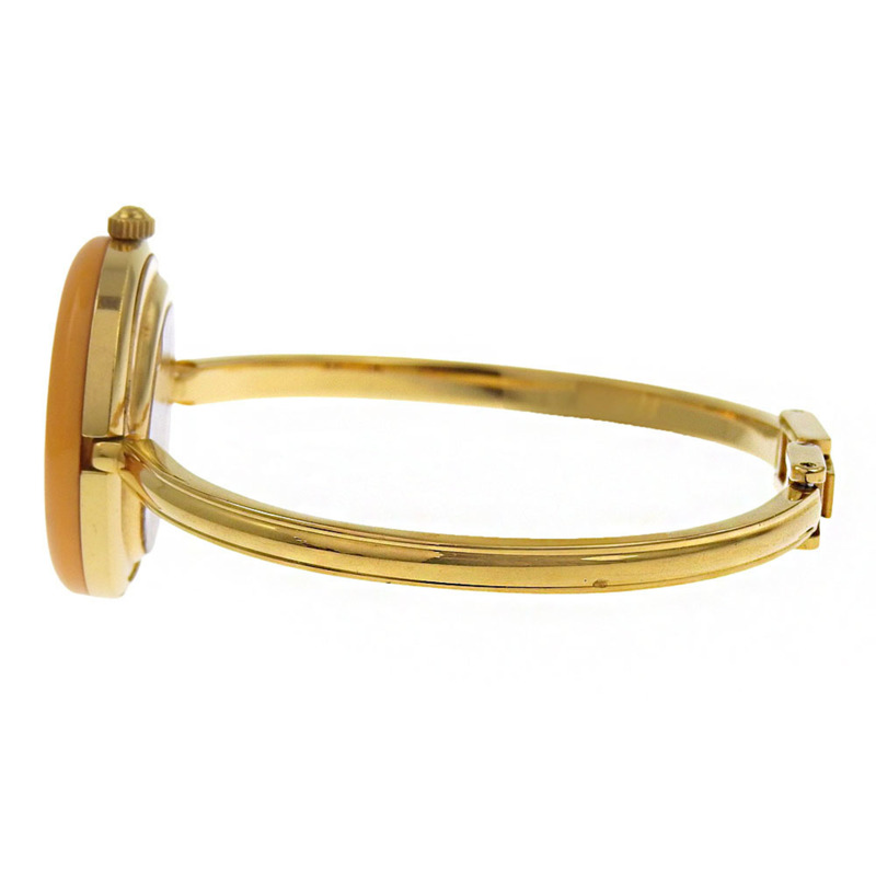 Gucci 女士 11/12 鍍金石英模擬腕錶，白色錶盤，可更換錶圈-3