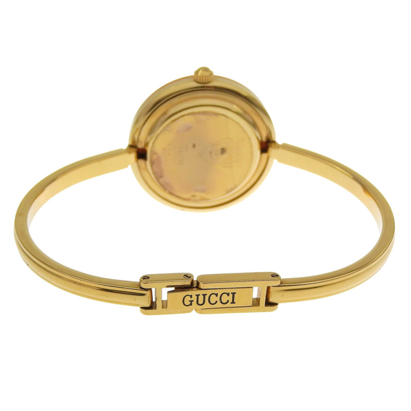 Gucci 女士 11/12 鍍金石英模擬腕錶，白色錶盤，可更換錶圈-4