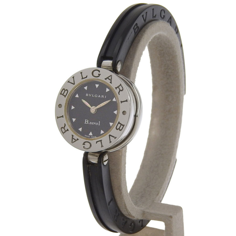 寶格麗 Bzero1 BZ22S 女士腕錶,不鏽鋼和橡膠錶帶,石英機芯,模擬顯示,黑色錶盤-1