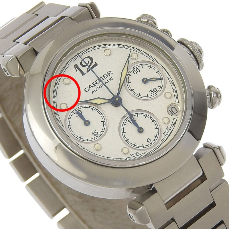 卡地亞 Pasha C 計時腕錶，Cal. 047，W31039M7，精鋼材質，自動上鍊，指針式顯示，白色錶盤，男士款-2