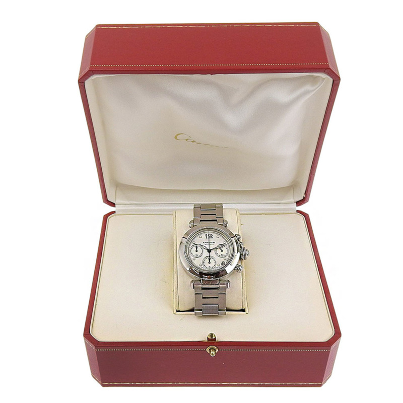 卡地亞 Pasha C 計時腕錶，Cal. 047，W31039M7，精鋼材質，自動上鍊，指針式顯示，白色錶盤，男士款-7