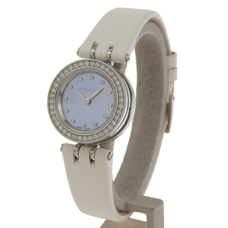 寶格麗 BZero1 女士腕錶，鑲鑽錶圈 (BZ23S)，不鏽鋼錶殼，鑲鑽，人造皮革錶帶，石英機芯，指針式顯示，藍色錶盤-1