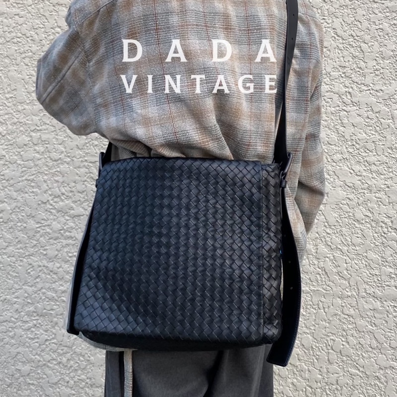 BV BOTTEGA VENETA 寶緹嘉 編織 黑色 公事包 斜背包 肩寬包 側背包 郵差包-5