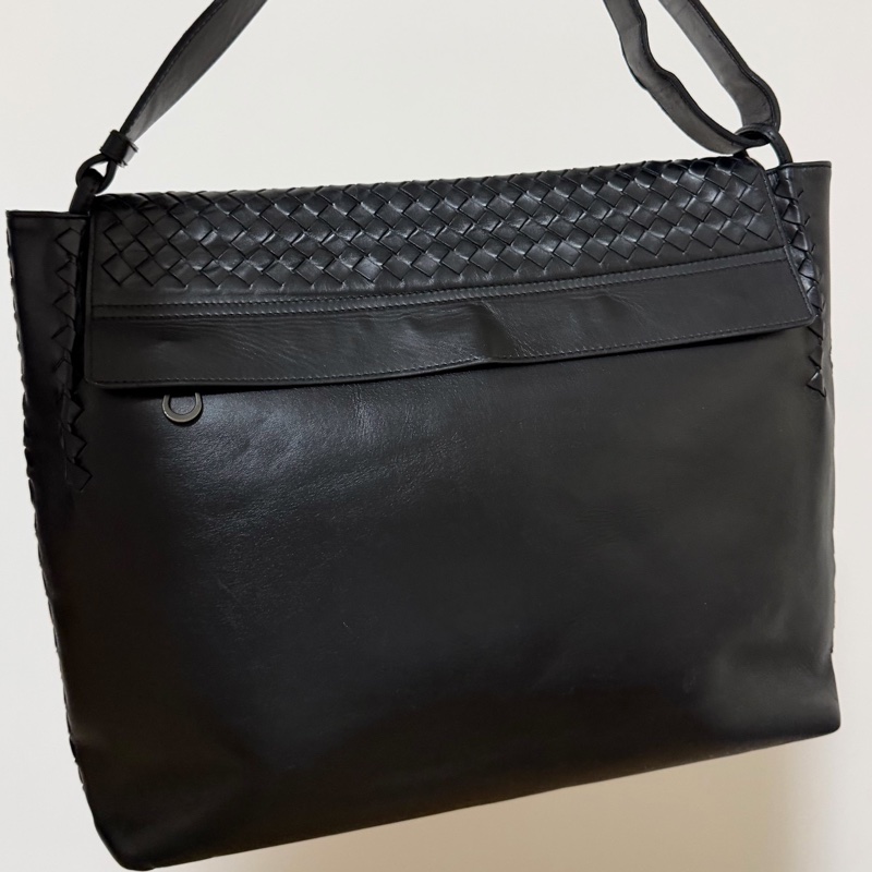 BV BOTTEGA VENETA 寶緹嘉 編織 黑色 公事包 斜背包 肩寬包 側背包 郵差包-29