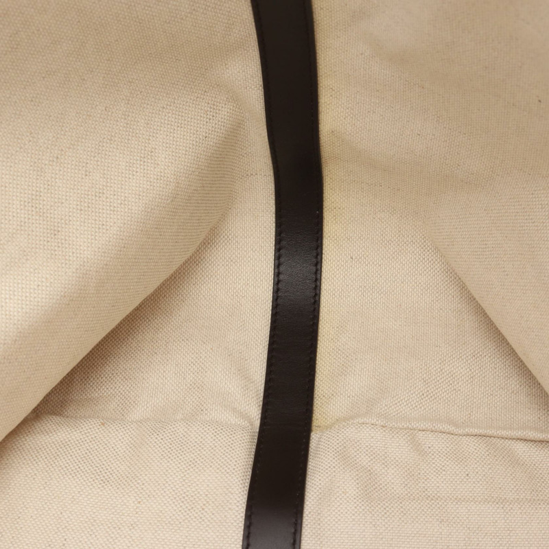 BOTTEGA VENETA 大號人字拖手提包 754915 帆布皮革 白色 棕色 二手-5