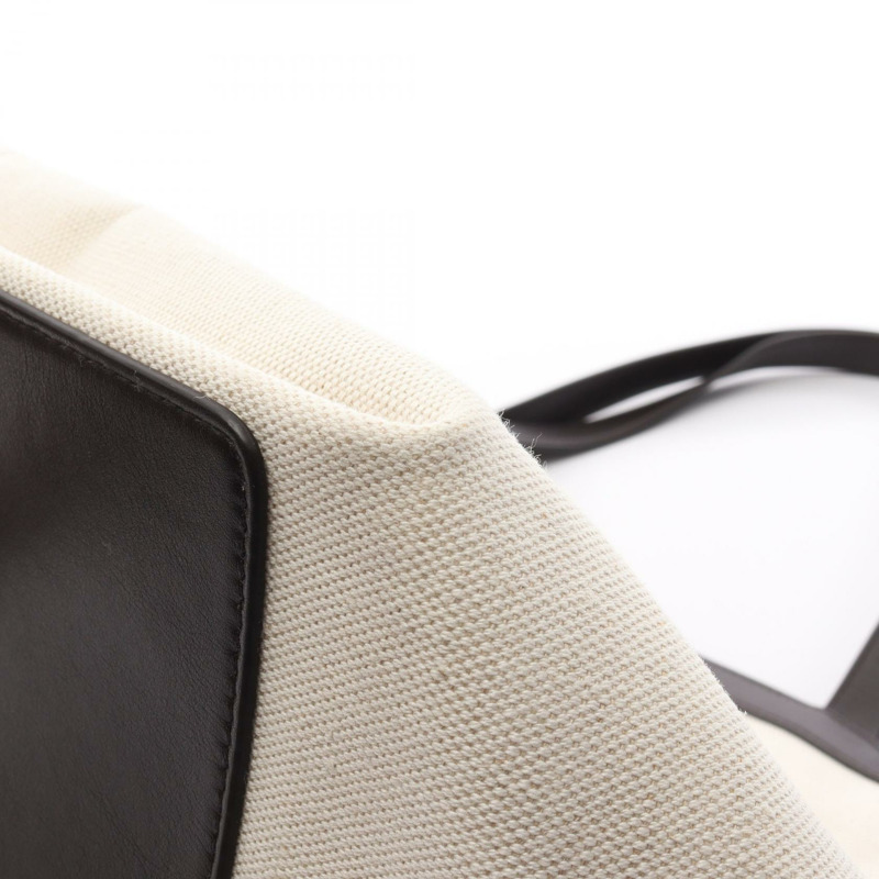 BOTTEGA VENETA 大號人字拖手提包 754915 帆布皮革 白色 棕色 二手-8