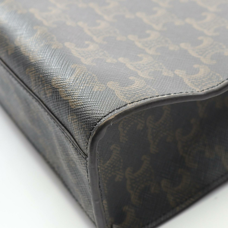 CELINE 小號筆電 Cabas Triomphe 手提單肩包,帆布皮革材質,黑色,二手-5