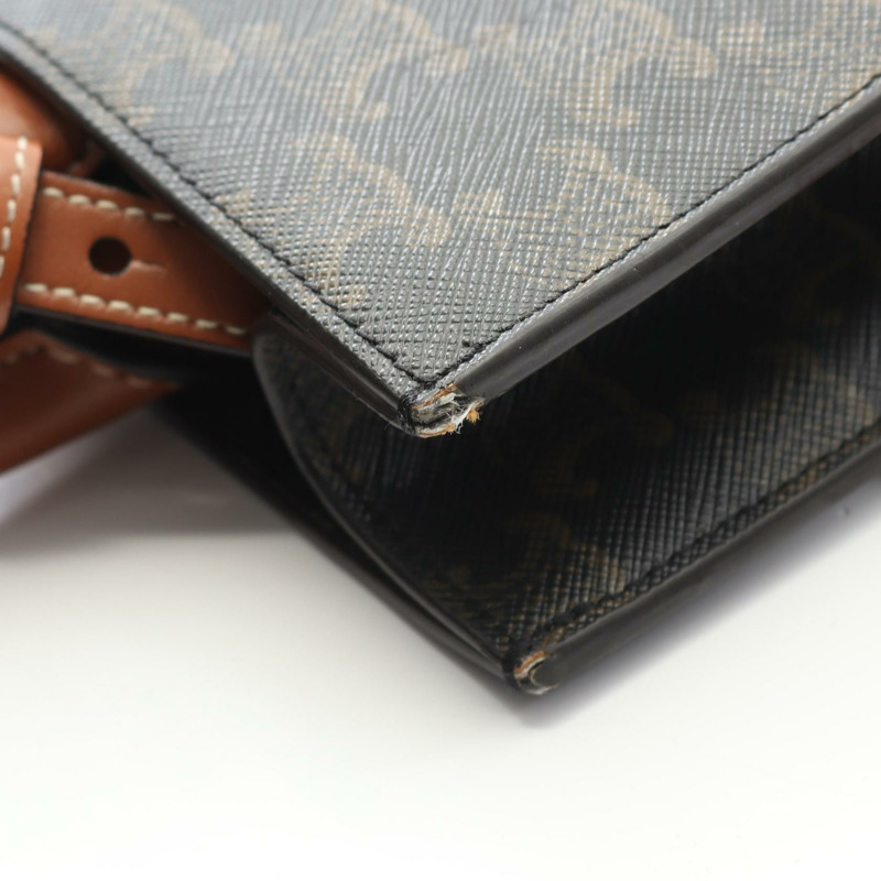 CELINE 小號筆電 Cabas Triomphe 手提單肩包,帆布皮革材質,黑色,二手-8