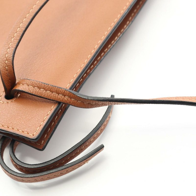 LOEWE 骰子口袋斜背包單肩包 C630R12X01 皮革棕色二手女款-6